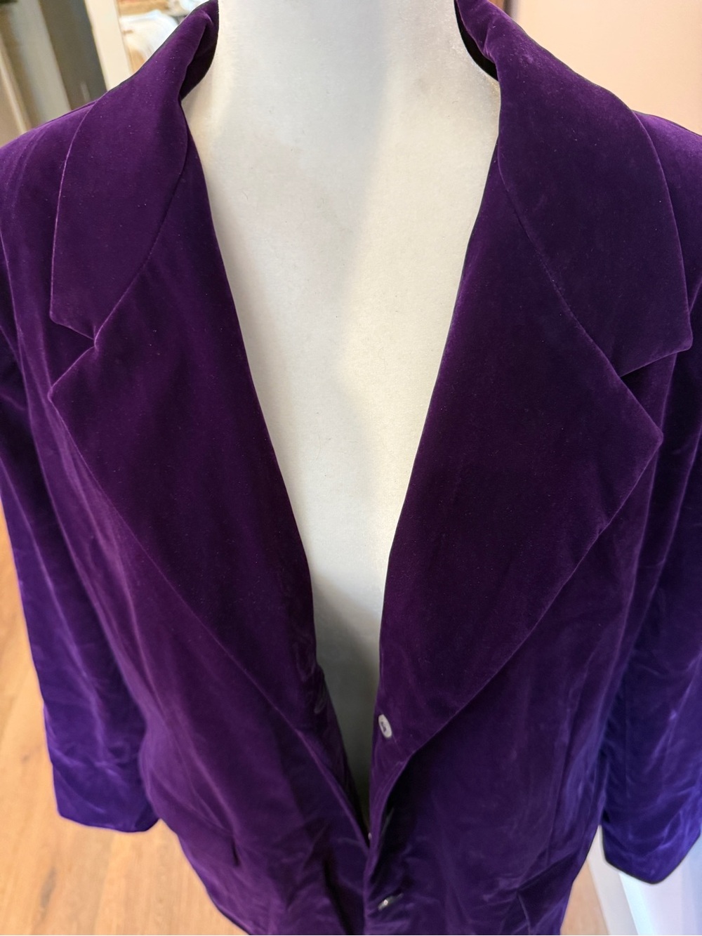 Roaman's Women's Plus Size Royal Purple Velvet 3-Button Blazer Jacket - Picture 7 of 8